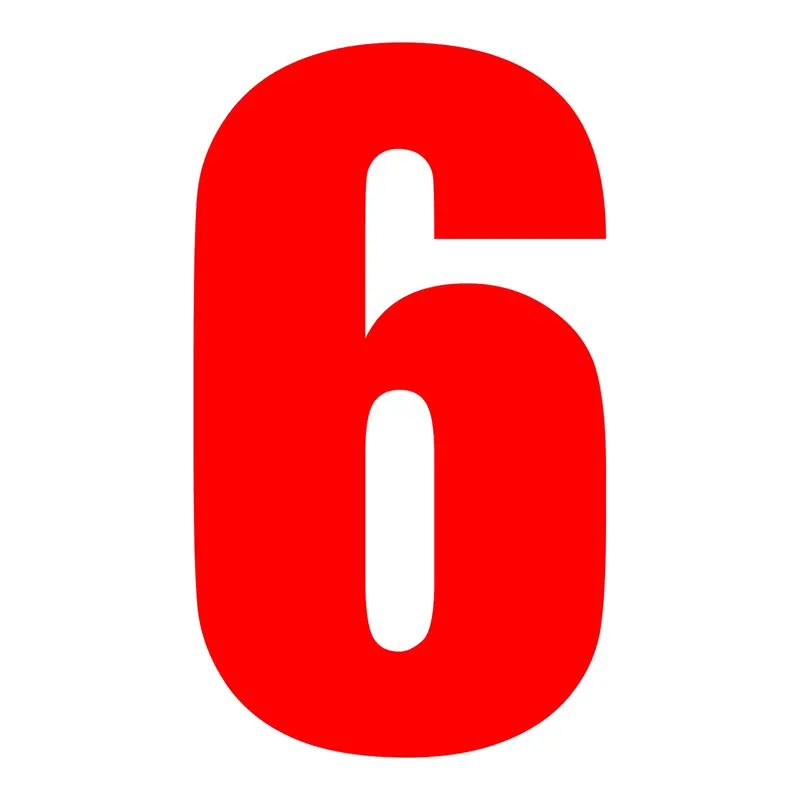 Whites Race Number - Red #6 (10 Pack) 1