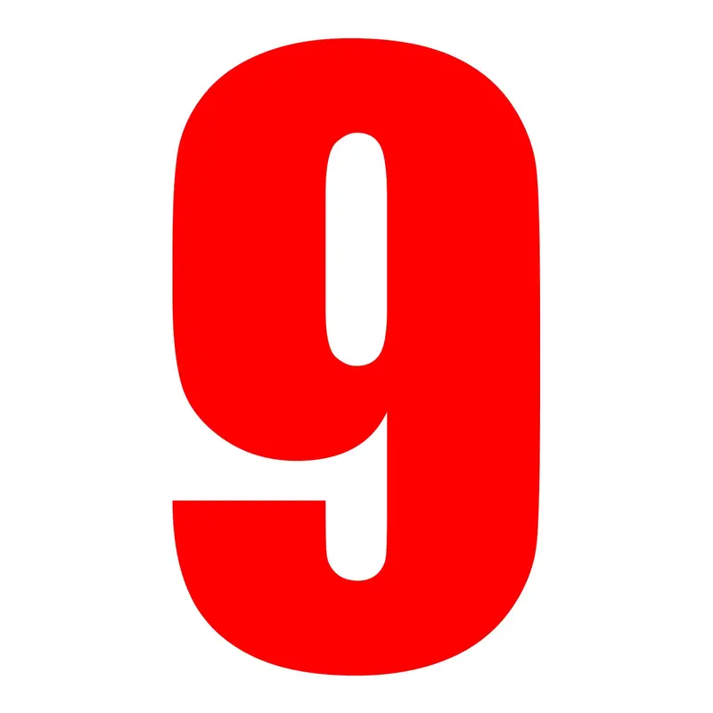 Whites Race Number - Red #9 (10 Pack) 1