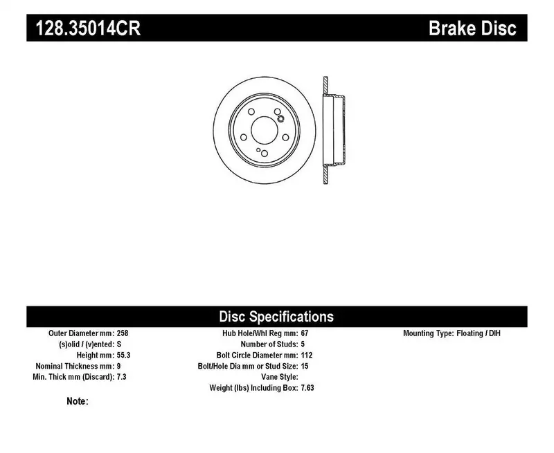 Stoptech 128.35014Cr Cryo-Treated Drilled Rear Right Brake Rotor 1